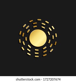 icono del oro del sol. Ilustración vectorial del estilo dorado. Tiempo de verano sobre fondo oscuro
