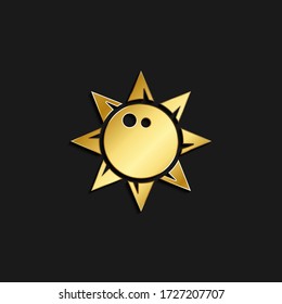 icono del oro del sol. Ilustración vectorial del estilo dorado. Tiempo de verano sobre fondo oscuro