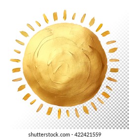 Sun gold texture.Vector gold hand painted smear stroke stain. Abstract vector gold glittering textured art illustration.