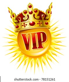 Sun in a golden crown. VIP symbol.