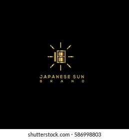 Sun golden vector logo design template