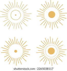 The Sun Golden Vector SVG Line ArtIllustration, Celestial designs, boho vector, bohemian print for shirt. Astrology, Mystical, Sacred Clipart. SVG Cricut File  svg