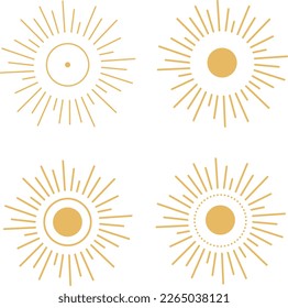 The Sun Golden Vector SVG Line ArtIllustration, Celestial designs, boho vector, bohemian print for shirt. Astrology, Mystical, Sacred Clipart. SVG Cricut File  svg