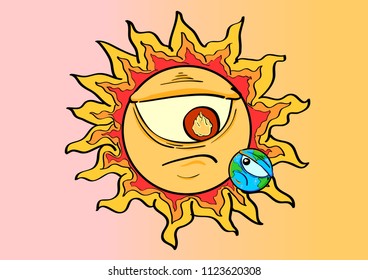 sun Graphic design Global warming. Vector set sun