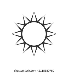 Icono gráfico de Sun. Signo de sol aislado sobre fondo blanco. Símbolo de verano. Ilustración del vector