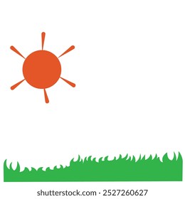 Sun and grass. Flat design style eps 10. Abstract illustration of simple nature background in flat style. Graphic design template elements with a natural theme