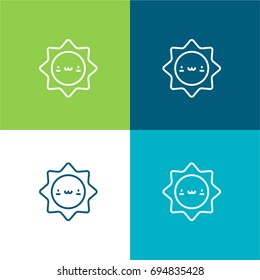 Sun green and blue material color minimal icon or logo design