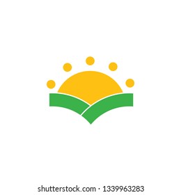 sun and green field dots logo vector