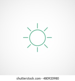 Sun Green Line Icon On White Background