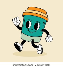 sun in groove style.Retro character.Cartoon vector illustration, print