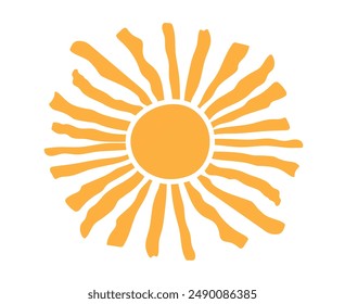 Sun groovy retro background. Horizontal wavy sun. Retro and vintage style 60s, 70s. Trendy. Vector illustration