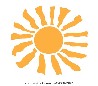 Sun groovy retro background. Horizontal wavy sun. Retro and vintage style 60s, 70s. Trendy. Vector illustration