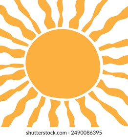 Sun groovy retro background. Horizontal wavy sun. Retro and vintage style 60s, 70s. Trendy. Vector illustration