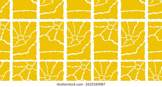 Sun groovy seamless pattern. Seamless floral pattern with a groovy 70s feel. Designed for interior decor, product packaging, and trendy digital assets 