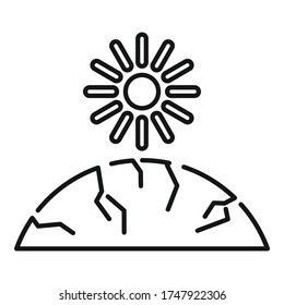 Sun ground drought icon. Outline sun ground drought vector icon for web design isolated on white background