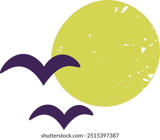 Sun And Gull Vector Illustration