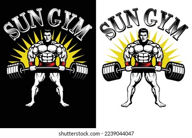 Sun Gym Workout Fitness Tshirt T-Shirt design vector