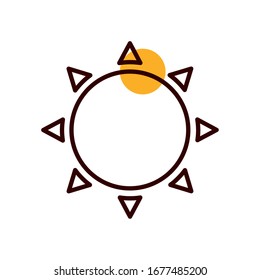 Halbfarbikondesign der Sonne, tropische Sommerferien Sonniges Wetter und Vektorillustration zum Thema Energie