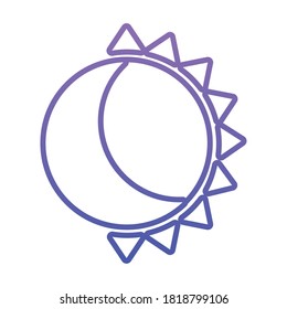 sun with half moon icon over white background, gradient style, vector illustration