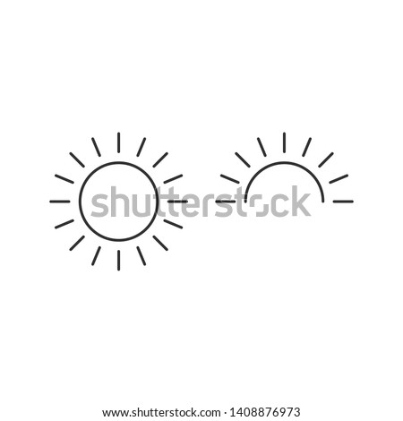 Sun and half sun for sunrise line icon, outline vector, linear style pictogram, Sunny weather symbol, logo illustration. Editable stroke. Vector illustration isolated on white background.