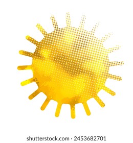 Sun and halftone object. hand drawing. Not AI. Vector illustration.