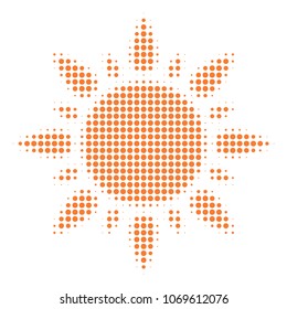 Sun halftone vector icon. Illustration style is dotted iconic Sun icon symbol on a white background. Halftone texture is circle points.