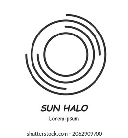 Icono del vector de glifo de halo de sol aislado en el fondo blanco.