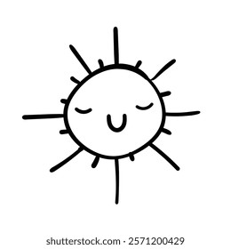 Sun hand doodle summer illustration vector