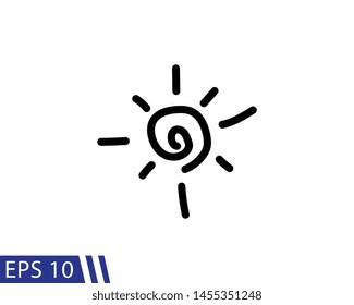 Sun hand drawing with white background