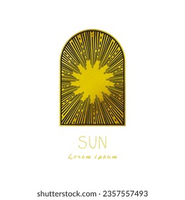 sun hand drawn ,arch, watercolor logo