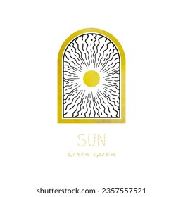 sun hand drawn ,arch, watercolor logo