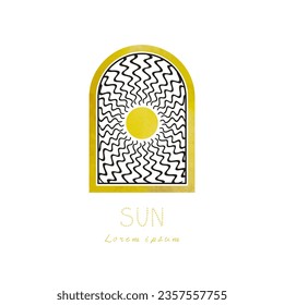 sun hand drawn ,arch, watercolor logo