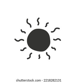 Sun hand drawn icon. Sun line icon. Sunshine vector sign. EPS 10 sunny symbol. Weather forecast sun sign design. Sunlight with ray pictogram