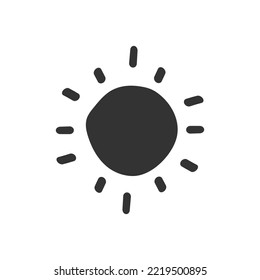 Sun hand drawn icon. Sun line icon. Sunshine vector sign. EPS 10 sunny symbol. Weather forecast sun sign design. Sunlight with ray pictogram