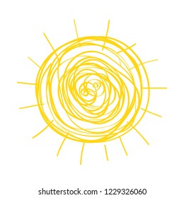 Sun hand drawn icon vector isolated on white background. Sun icon for web site, logo, poster and wallpaper. Creative art concept. Vector illustration