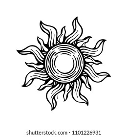 Sun. Sun Hand Drawn Vector Illustration.
Sun Sketch Drawing Symbol.