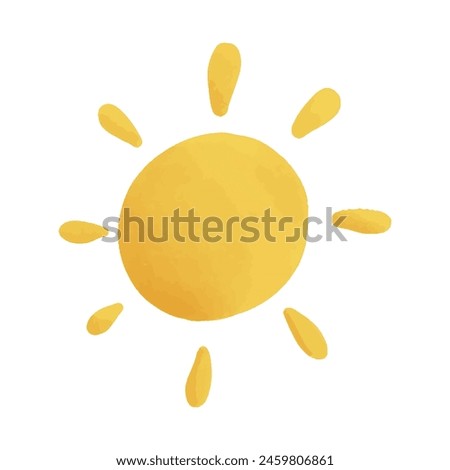 Sun, hand drawn watercolor vector illustration.