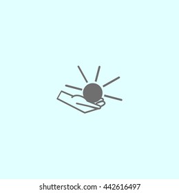 sun, hand, icon