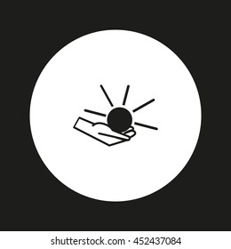 sun, hand, icon