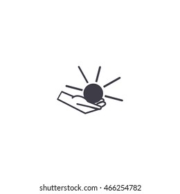 sun, hand, icon