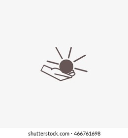 sun, hand, icon