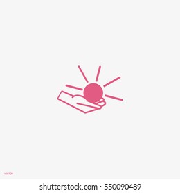 sun, hand, icon