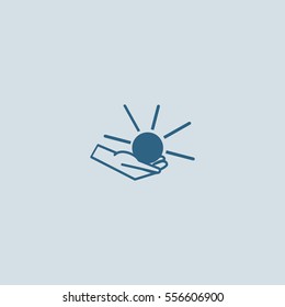 sun, hand, icon
