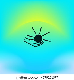 sun, hand, icon