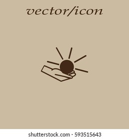 sun, hand, icon