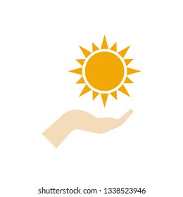 sun and hand icon,symbol and vector,Can be used for web, print and mobile