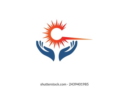 sun for hand logo design modern hand logo design