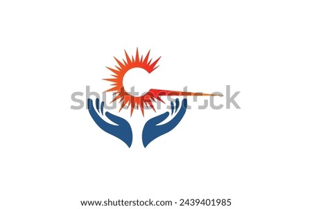 sun for hand logo design modern hand logo design