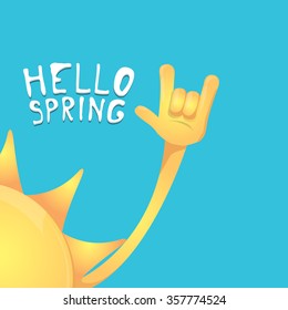 Sun hand rock n roll icon vector illustration. Spring or summer Rock concert poster design template or greeting card