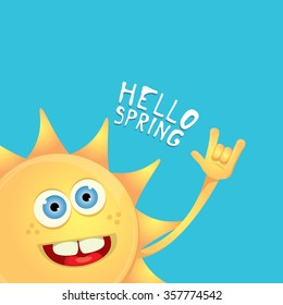 Sun hand rock n roll icon vector illustration. Spring or summer Rock concert poster design template or greeting card